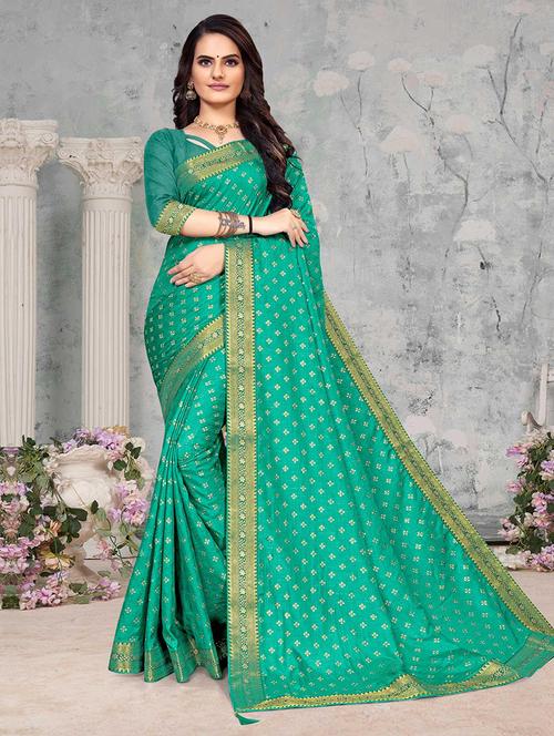 women printed bordered saree with blouse - 21723271 - Very Small Image - 1