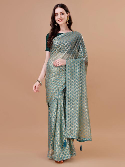 women self design banarasi saree with blouse - 21723306 - Very Small Image - 1