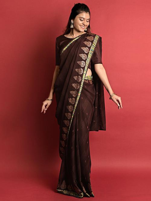 women printed bordered casual wear saree with blouse - 21723348 - Very Small Image - 1