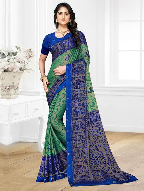 women printed casual wear saree with blouse - 21723399 - Very Small Image - 1