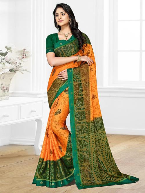 women printed casual wear saree with blouse - 21723400 - Very Small Image - 1
