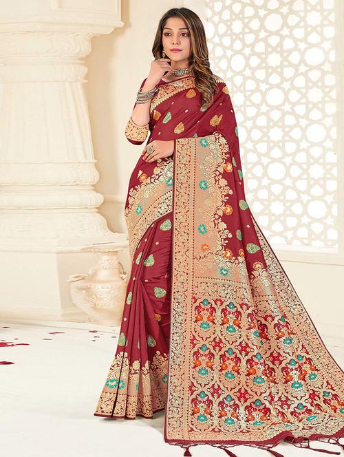 women self design banarasi saree with blouse - 21723486 - Very Small Image - 1