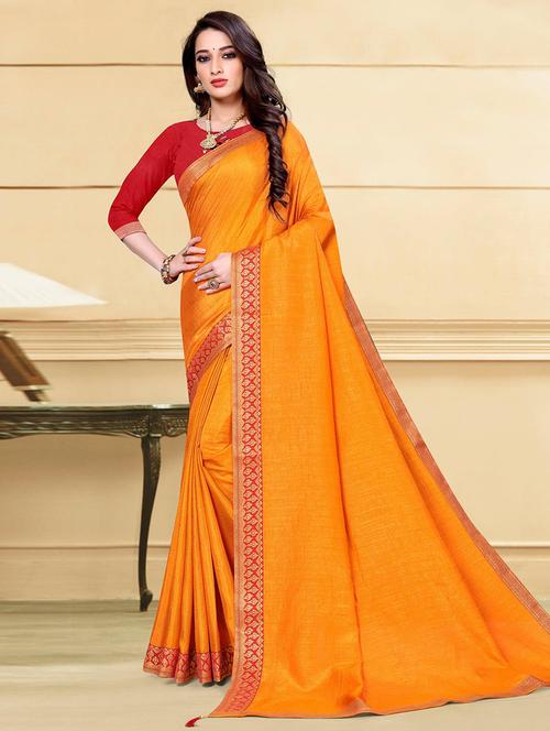 women solid with bordered saree with blouse - 21723512 - Very Small Image - 1