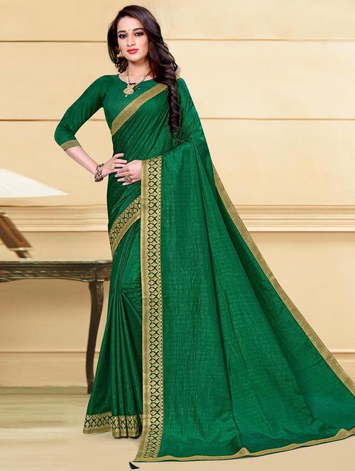 women solid with bordered saree with blouse - 21723514 - Very Small Image - 1