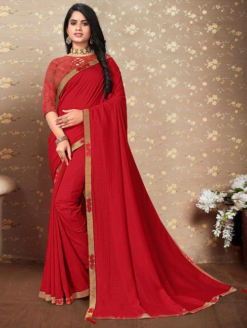 women solid bordered saree with blouse - 21723529 - Very Small Image - 1