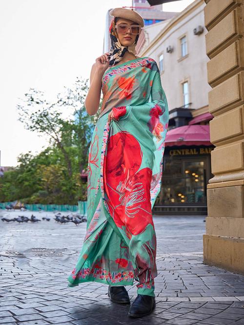 women printed casual wear saree with blouse - 21723562 - Very Small Image - 1