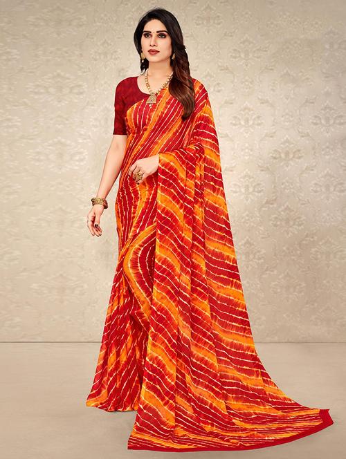 women leheriya printed bordered saree with blouse - 21723789 - Very Small Image - 1