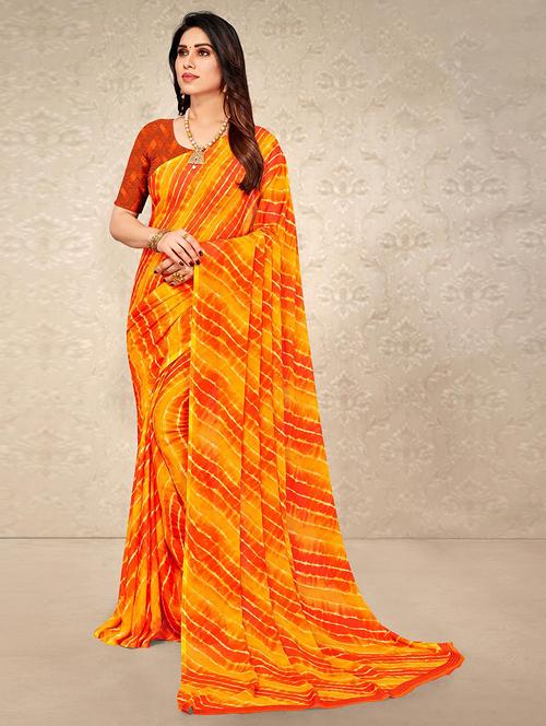 women leheriya printed bordered saree with blouse - 21723791 - Very Small Image - 1