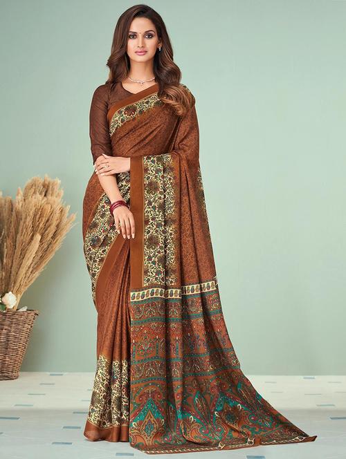 women printed casual wear saree with blouse - 21723862 - Very Small Image - 1