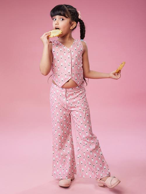 girls printed top and trouser co-ord set - 21723925 - Very Small Image - 1