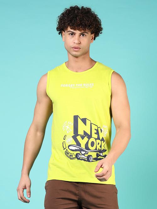men front print sleeveless regular fit t-shirt - 21723966 - Very Small Image - 1
