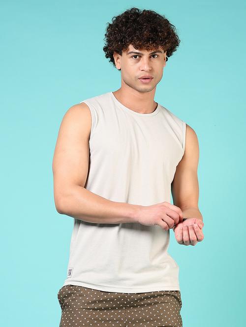 men solid sleeveless regular fit t-shirt - 21723978 - Very Small Image - 1