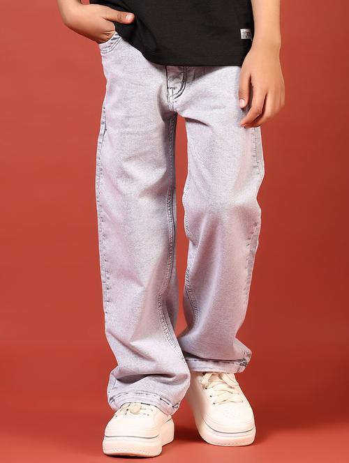 boys solid mid rise baggy jeans - 21724144 - Very Small Image - 1