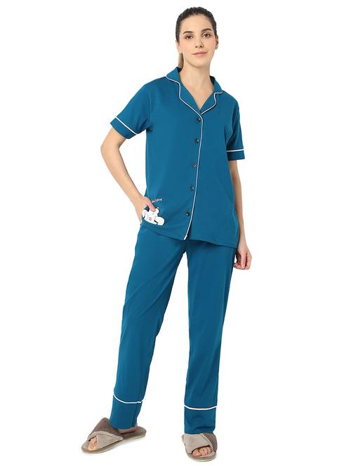 women solid nightwear pyjama set - 21724239 - Very Small Image - 1
