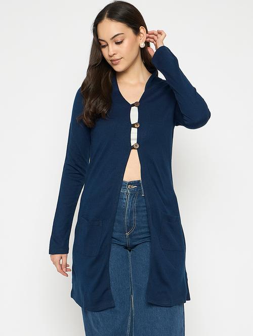 women solid long sleeves cardigan - 21724248 - Very Small Image - 1