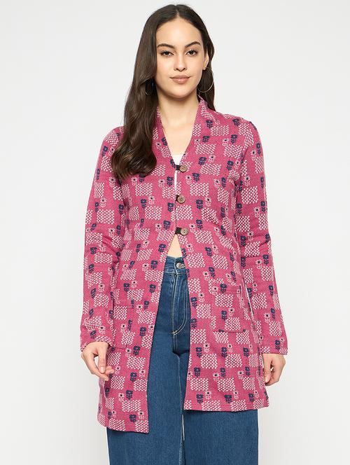 women long sleeves self design cardigan - 21724255 - Very Small Image - 1