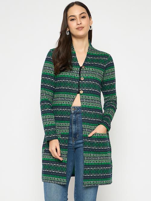 women long sleeves self design cardigan - 21724257 - Very Small Image - 1