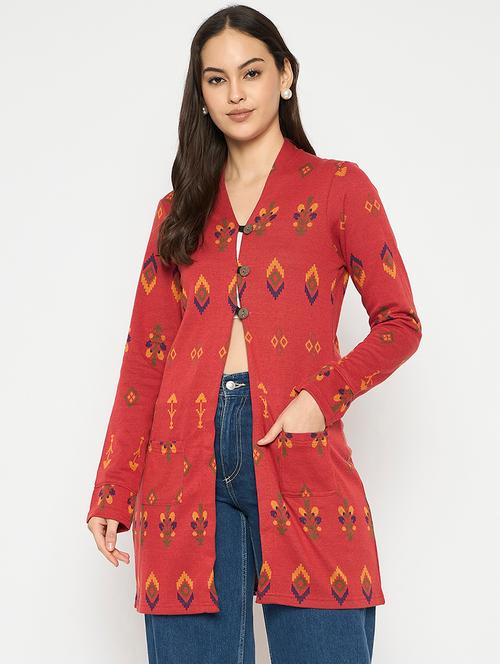 women long sleeves self design cardigan - 21724259 - Very Small Image - 1