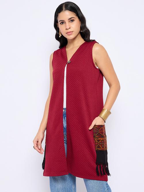 women sleeveless self design regular shrug - 21724269 - Very Small Image - 1