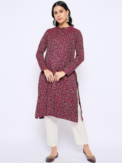 women self designed long sleeves woolen kurta - 21724289 - Very Small Image - 1