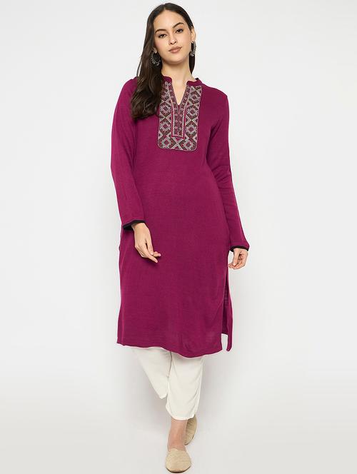 women embroidered long sleeves woolen kurta - 21724319 - Very Small Image - 1