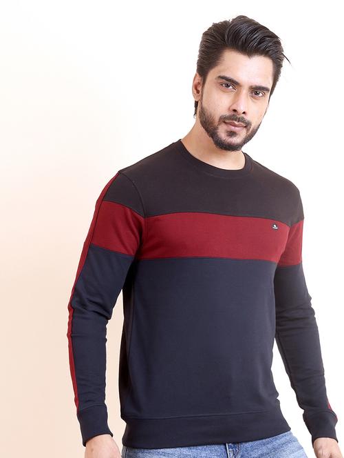 men long sleeves color block sweatshirt - 21724427 - Very Small Image - 1