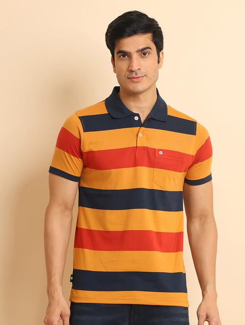 men short sleeves striped polo t-shirt - 21724511 - Very Small Image - 1