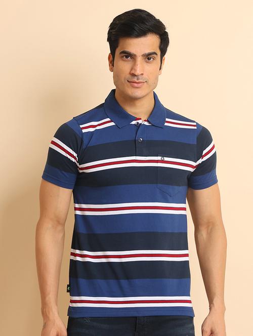 men short sleeves striped polo t-shirt - 21724515 - Very Small Image - 1