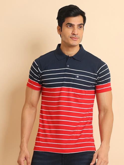 men short sleeves striped polo t-shirt - 21724520 - Very Small Image - 1