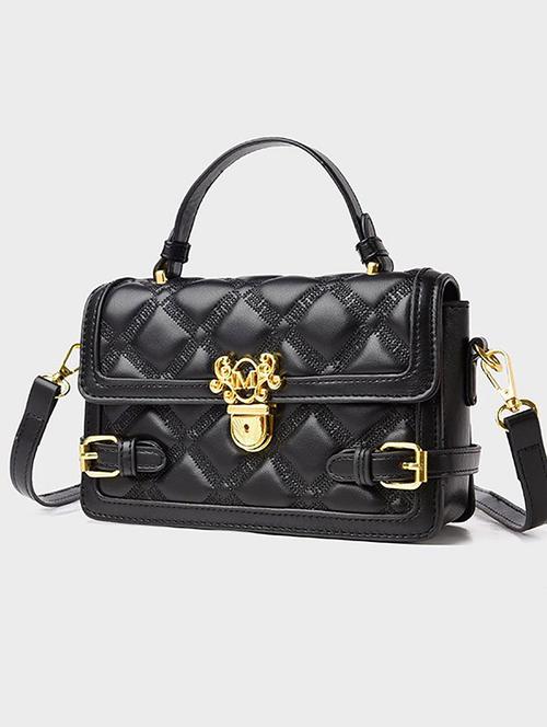 women black solid quilted sling bag - 21725328 - Very Small Image - 1