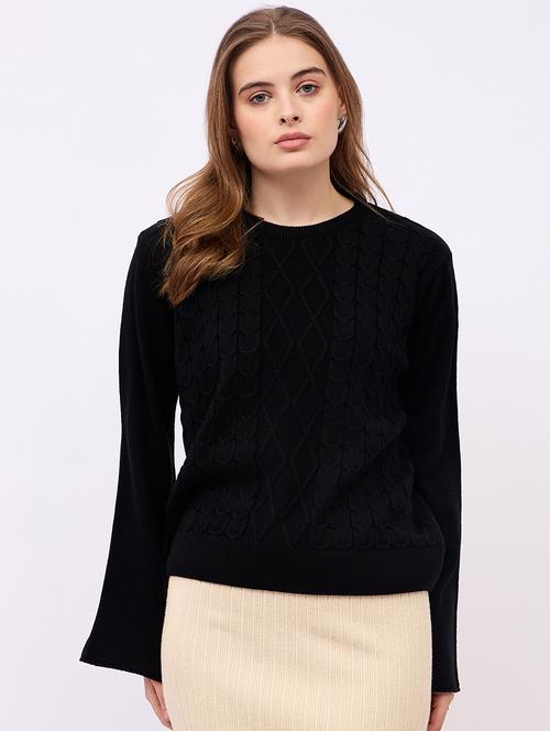 black cotton blend pullover - 21725337 - Very Small Image - 1