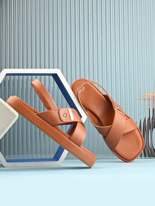 women brown back strap sandal - 21725346 - Very Small Image - 1