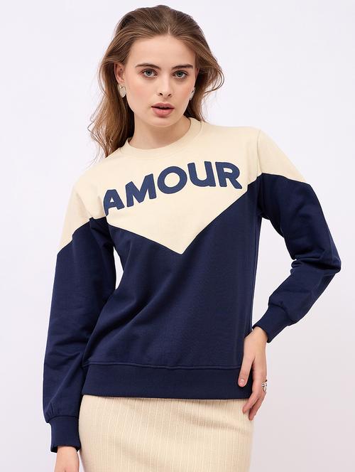 women color blocked long sleeves sweatshirt - 21725372 - Very Small Image - 1
