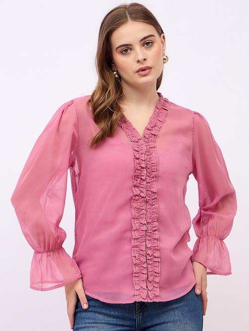 women solid long sleeves regular top with slip - 21725377 - Very Small Image - 1