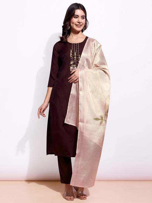 women embroidered kurta pant set with dupatta - 21725492 - Very Small Image - 1