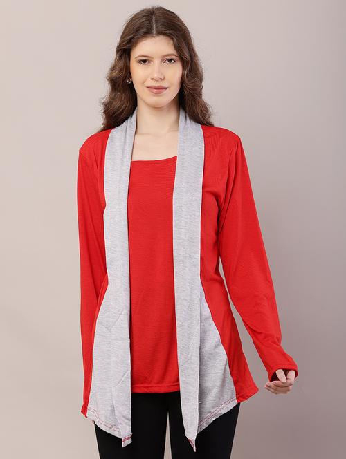 women color block asymmetric shrug - 21726443 - Very Small Image - 1