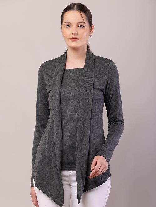 women solid asymmetric shrug - 21726446 - Very Small Image - 1