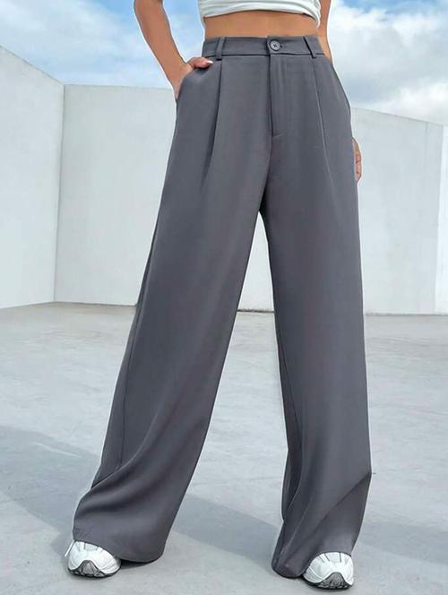 women solid high rise korean pants  - 21726680 - Very Small Image - 1