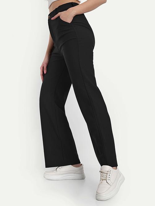 women solid high rise straight trouser - 21726783 - Very Small Image - 1