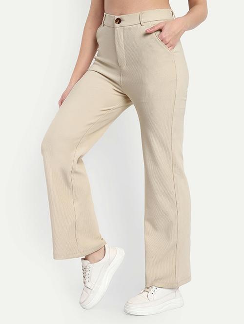 women solid high rise straight trouser - 21726792 - Very Small Image - 1