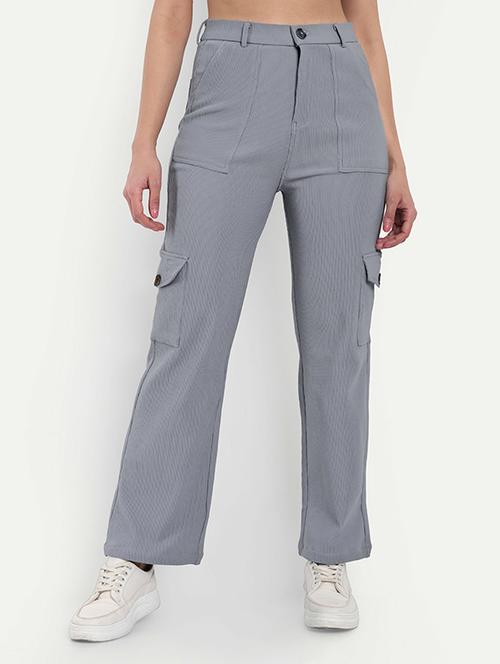 women solid high rise cargo - 21726804 - Very Small Image - 1