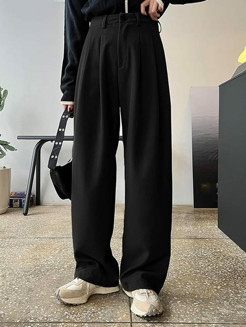 women solid high rise korean pants  - 21726972 - Very Small Image - 1