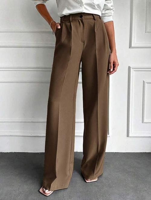 women solid high rise korean pants  - 21726976 - Very Small Image - 1