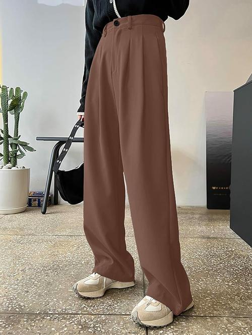 women solid high rise korean pants  - 21726982 - Very Small Image - 1