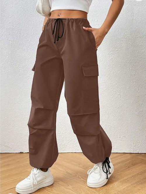 women solid high rise cargo - 21727022 - Very Small Image - 1