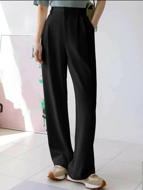 women solid high rise korean pants  - 21727039 - Very Small Image - 1