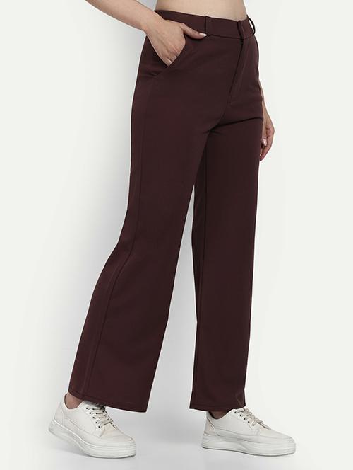 women solid high rise straight trouser - 21727051 - Very Small Image - 1