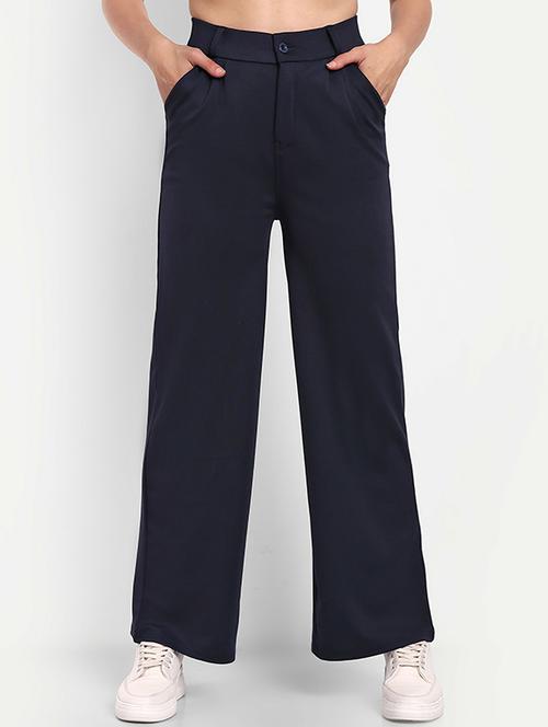 women solid high rise straight trouser - 21727069 - Very Small Image - 1