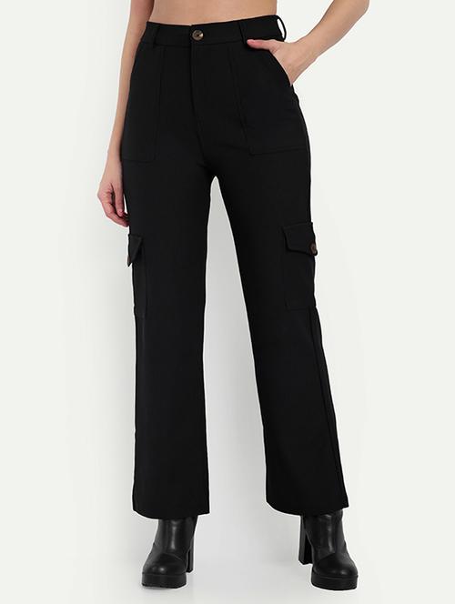 women solid high rise cargo - 21727387 - Very Small Image - 1