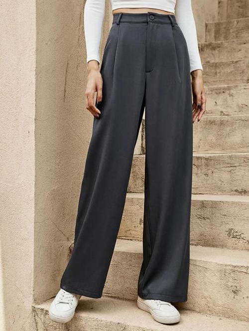 women solid high rise korean pants  - 21727596 - Very Small Image - 1